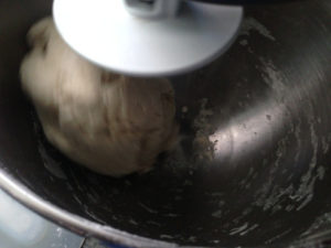 pizza dough in stand mixer